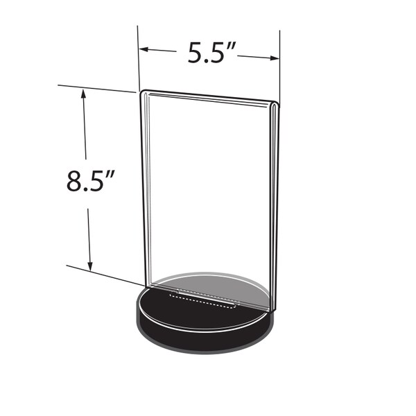 5.5W X 8.5H Vertical Frame On A Weighted Black Round Base, PK10